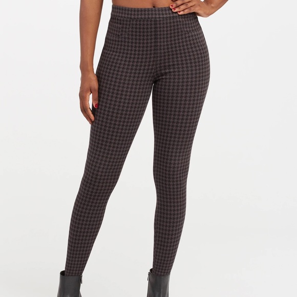 Spanx Jean-ish Ankle Leggings Houndstooth Black Grey Size Extra Small - Picture 7 of 8
